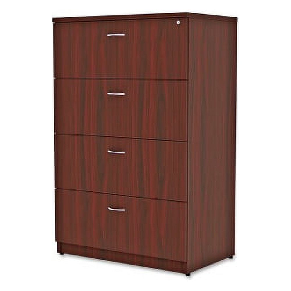 Lorell Essentials Lateral File - 4-Drawer 1" Top, 35.5" x 22" x 54.8" - 4 x File Drawers - Material: Polyvinyl Chloride (PVC) Edge - Finish: Mahogany Laminate - image 2 of 7