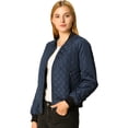 thumbnail image 1 of Chaqueta bomber acolchada Allegra K con cremallera y mangas largas Azul XS, 1 of 6