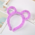 thumbnail image 4 of Women's Plush Headband with Cute Bear Ears - Candy Color Winter Hair Hoop for Makeup and Parties, Winter Thick Plush Headband Round Bear Ears Makeup Hair Hoop Bandana Purple, 4 of 6