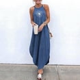 thumbnail image 2 of Maxi Dresses for Women Summer Halter Neck Denim Sundress Sexy Graphic Loose Casual Sleeveless Long Beach Dress Slit, 2 of 5