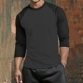 thumbnail image 4 of Lenpel Men's 3/4 Sleeve Shirts Crew Neck Color Block Big and Tall Shirts Comfortable Basic T-Shirts Loose Casual Tees, 4 of 5