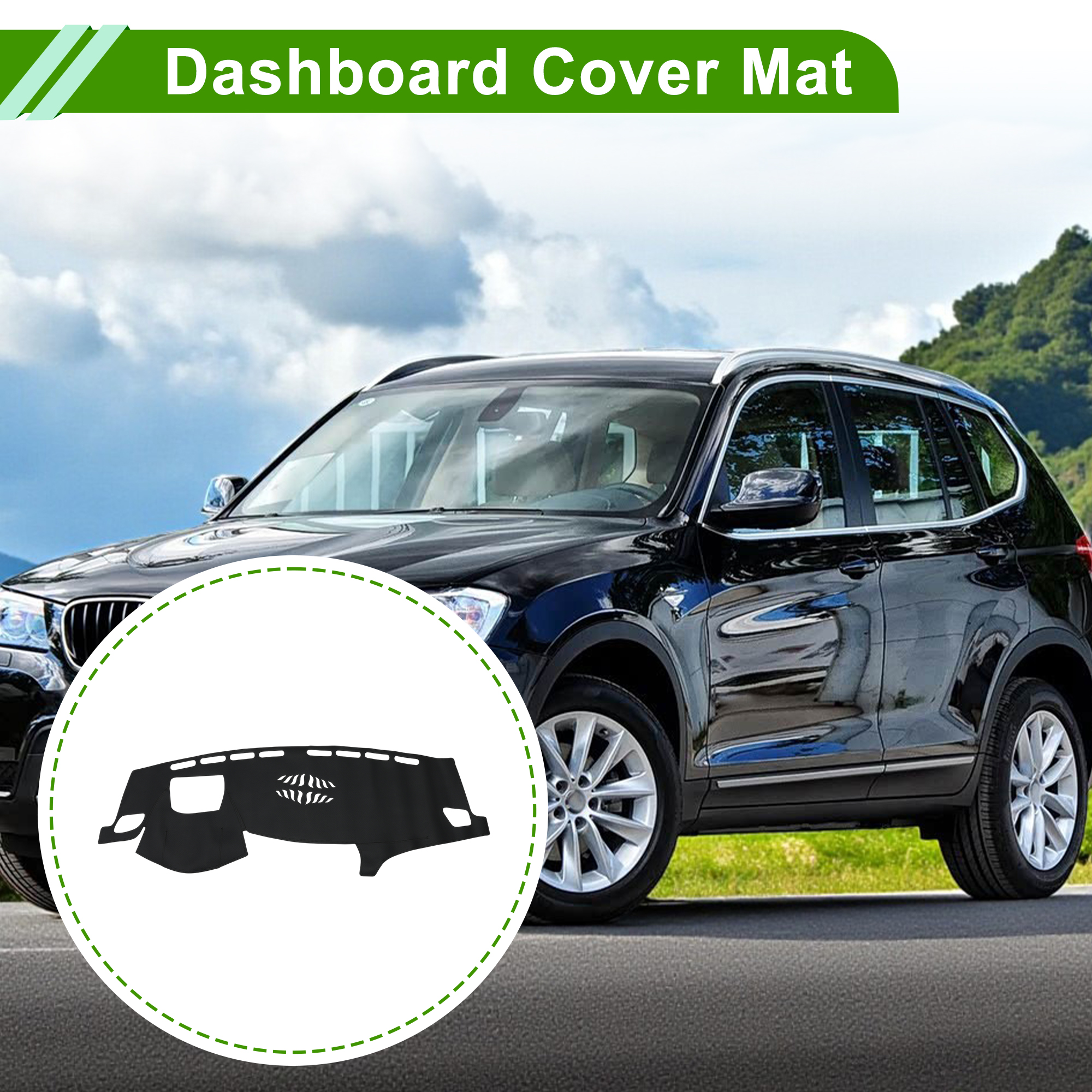 Unique Bargains Dashboard Cover for BMW X3 2011-2016 with Hud Dash Cover Mat Carpet Center Console Dash Cover Mat Car Interior Faux Leather Black 1 Pc