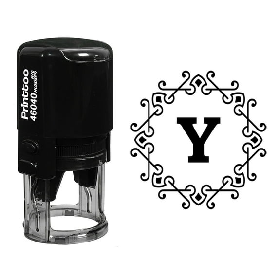 Printtoo Y Alphabet Monogram Initial Octagon Celtic Swirl Frame R-40 Self Inking Rubber Stamp Office Stationary-Black