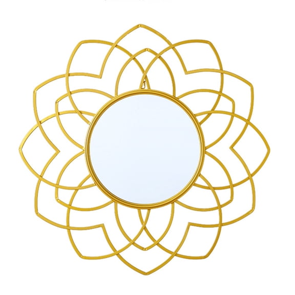 3D Wall Mirrors, Round Gold Mirrors for Living Room, Home Decor and Bedroom, Hanging Wall Decoration Hallway, Shabby Chic Home Accessories Mounted