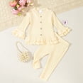 thumbnail image 2 of REDARER Girls Stretchy Strip Gown Long Sleeve Ruffles Tops and Comfortable Pants Outfits,2-3 Years, 2 of 9