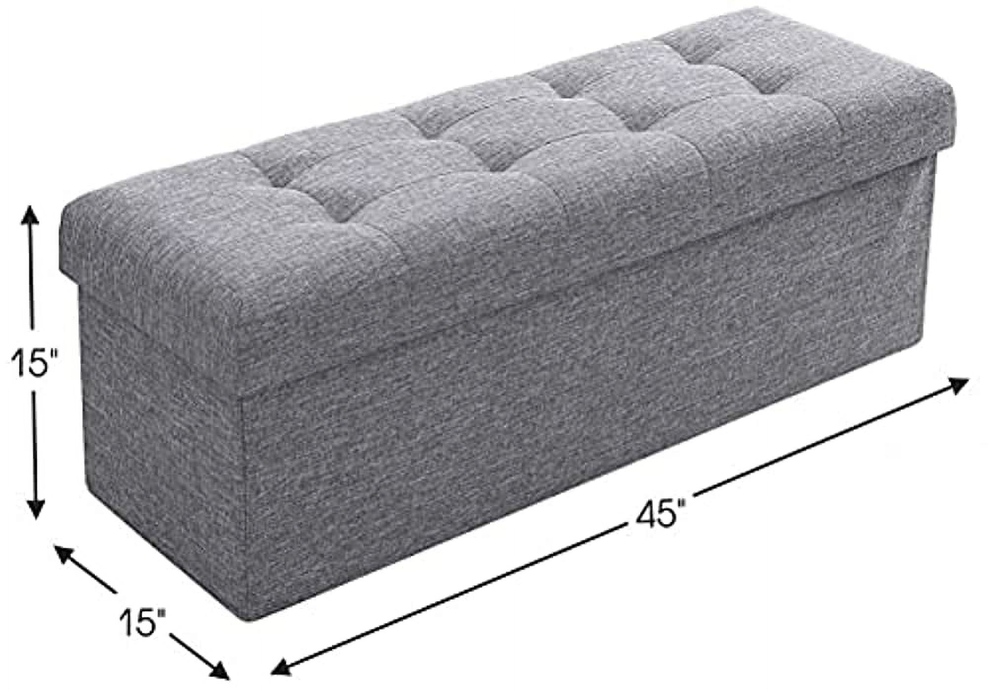 Foldable Tufted Linen Large Storage Ottoman Bench Foot Rest Stool/Seat -  15 x 30 x 15 - On Sale - Bed Bath & Beyond - 20177693