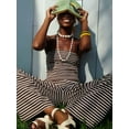 thumbnail image 2 of Women Summer Outfits Lounge 2 Piece Sets Striped Tube Top and Pants Matching Sets Beach Vacation Coffee  S, 2 of 8