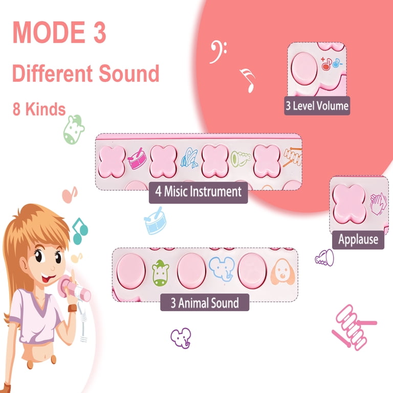 Tepear Kids Musical Keyboard with Microphone, Pink photo 7