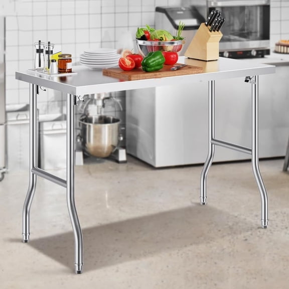 BouPower Stainless Steel Work Table 48x30Inch,Commercial Prep Table with Undershelf,Heavy Duty Food Prep Workstation,Kitchen Work Table