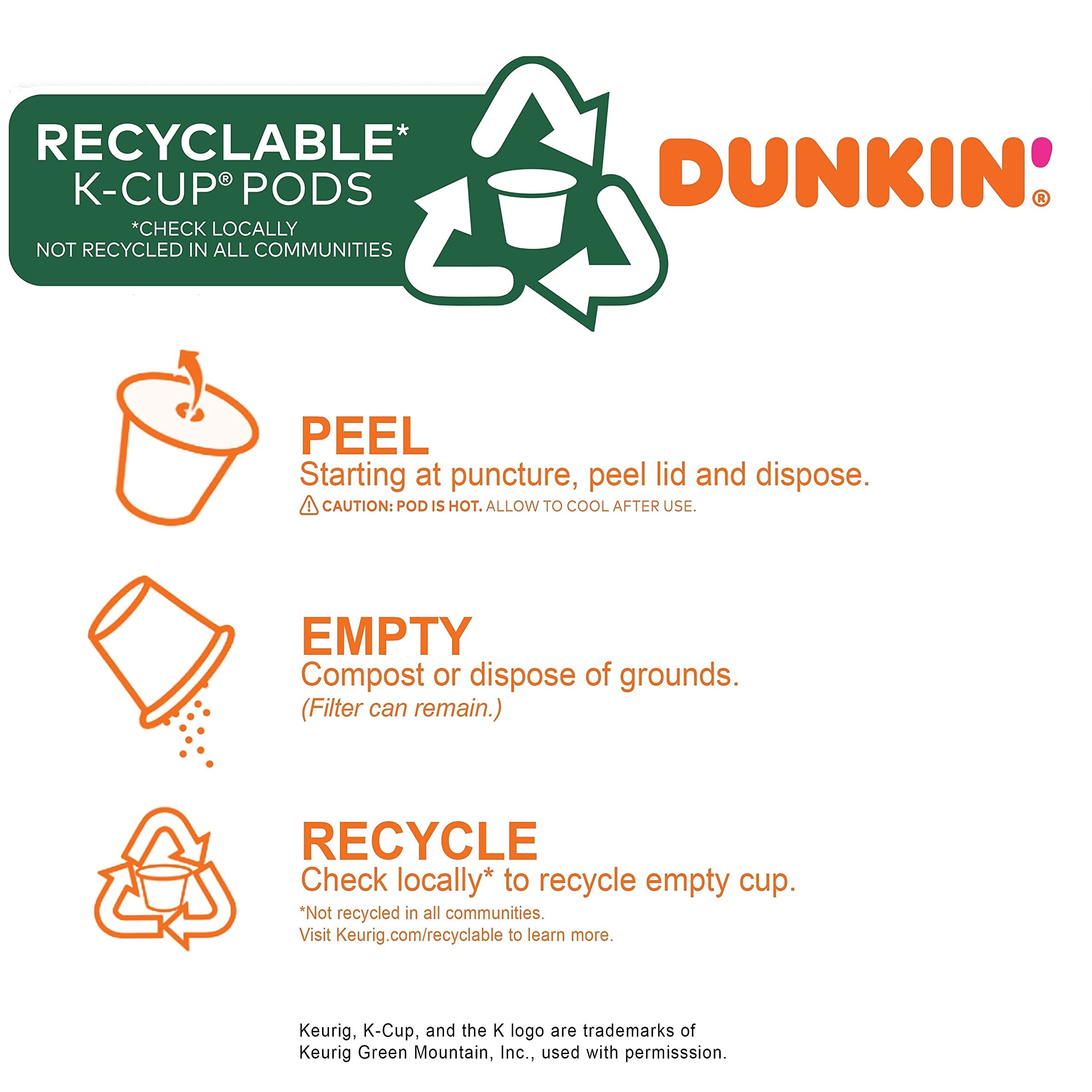 Dunkin' Donuts Coffee K-Cups Decaf Original (Pack of 18)