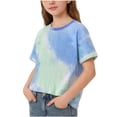 thumbnail image 3 of Babcutegg Kids Tie-Dye Short Sleeve T-Shirt – Casual Summer Cotton Top with Round Neck, Breathable Lightweight Outerwear for Everyday Wear Blue Size 3-4, 3 of 6