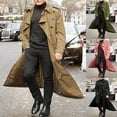 thumbnail image 2 of Aihuaihua Men Long Trench Coat Lightweight Peacoat Double Trench Coat Casual Open Front Cardigan with Lapel Black XXL, 2 of 8