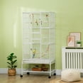 thumbnail image 2 of PawHut 71" Bird Cage with Wheels, Perches, Ramp, Storage Shelf, Toys, White, 2 of 10