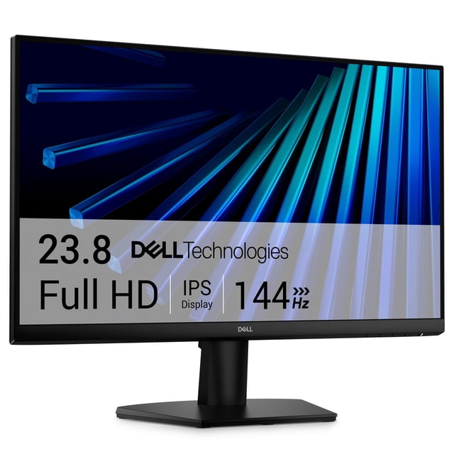 Monitor Dell SE2426H 24" FHD 144Hz 1 ms IPS FreeSync pantalla 23.8" negra con bordes ultradelgados, panel IPS Full HD 1920 x 1080 visible, soporte central con base hexagonal e inclinación ajustable; indicado para gaming y trabajo profesional, también adecuado para estaciones de streaming compactas.