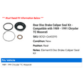 thumbnail image 2 of Rear Disc Brake Caliper Seal Kit - Compatible with 1989 - 1991 Chrysler TC Maserati 1990, 2 of 2