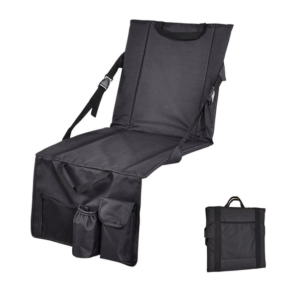 Stadium Seats with Back Support, Bleacher Chairs, Wide Portable Lightweight Folding Seat for Sports Events, Concerts, Outdoor Activities, Black