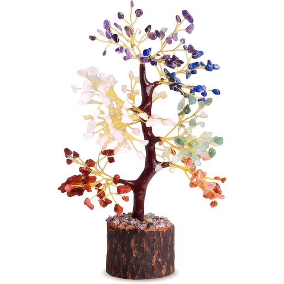 SONGAUN Seven Chakra Crystal Tree: Genuine Crystal Mixed Color, Crysta Tree of Life Decorative Healing Crystals, Positive Energy, Feng Shui Tre e for Home Decor, 280 Beads, Birthday Gifts