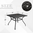 thumbnail image 3 of 37 inch Square Patio Dining Table for 4 Person with Umbrella Hole for Outdoor Backyard Bistro Garden - Black Metal Steel Slat, 3 of 10