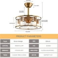 thumbnail image 5 of 18inch 40W Industrial Indoor Cage Ceiling Fan Chandelier Gold w/ Remote Control, 5 of 15