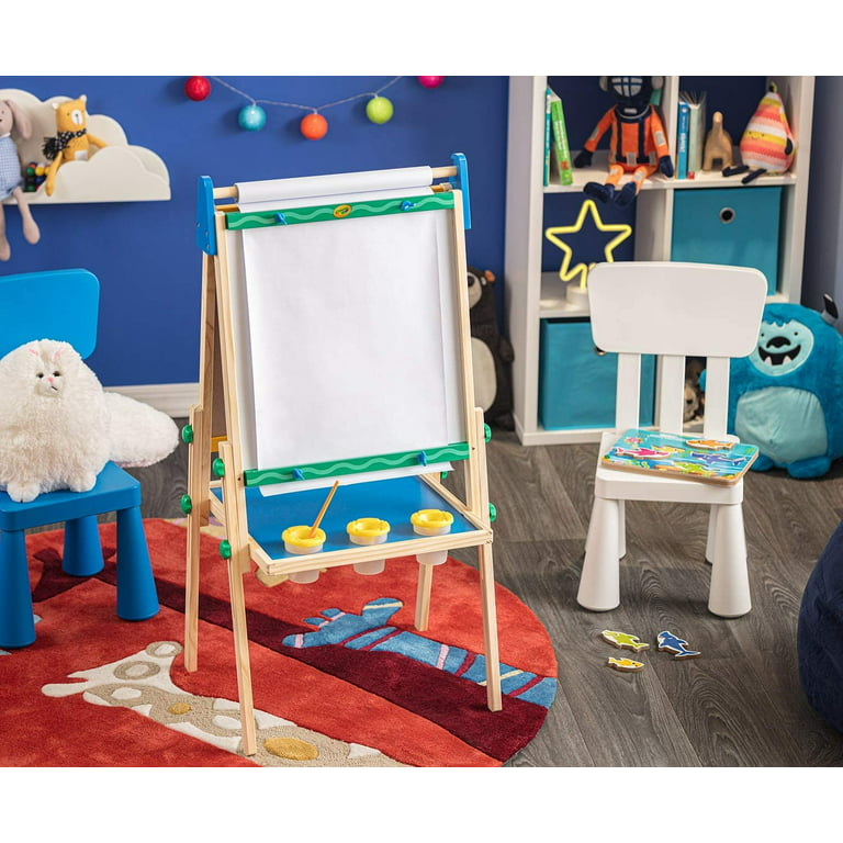 Crayola Kids Dual Sided Wooden Art Easel with Chalkboard and Dry Erase Supplies