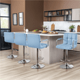 thumbnail image 3 of Alden Design PU Leather Bar Stools with Large Steel Pedestal Base, Set of 2, Blue, 3 of 8