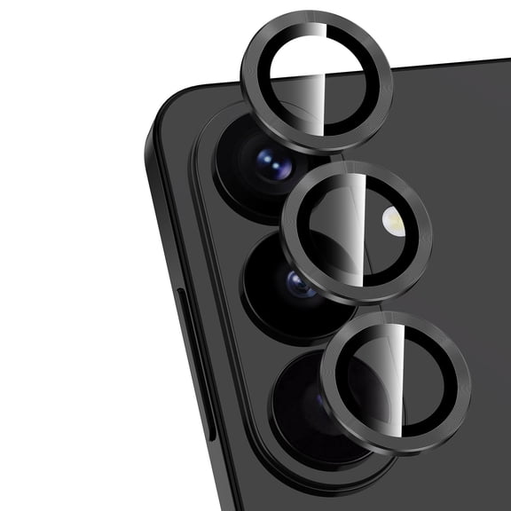 Hionly Compatible with Samsung Galaxy S26 / S26 Plus Camera Lens Protector, [1 Step Installation Tray] Metal Individual Camera Cover Accessories Case Friendly (Black)