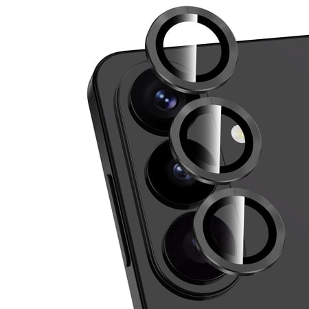Hionly Compatible with Samsung Galaxy S26 / S26 Plus Camera Lens Protector, [1 Step Installation Tray] Metal Individual Camera Cover Accessories Case Friendly (Black)