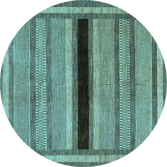 Ahgly Company Indoor Round Abstract Light Blue Contemporary Area Rugs, 8' Round