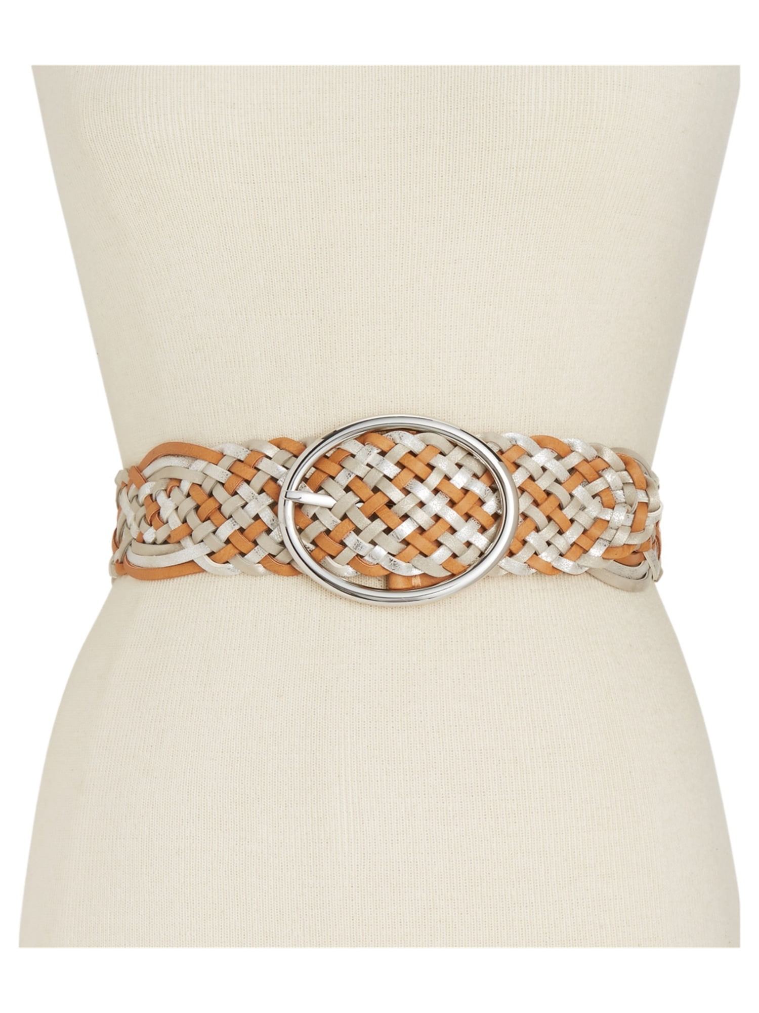 I-N-C Womens Metallic Woven Belt