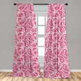 thumbnail image 5 of Ambesonne Hippie Curtains, Boho Oriental Motif, Pair of 28"x63", Magenta and White, 5 of 5