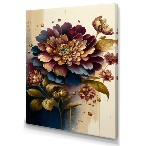 Designart Night Shade Zinnia Floral Design II Canvas Wall Art
