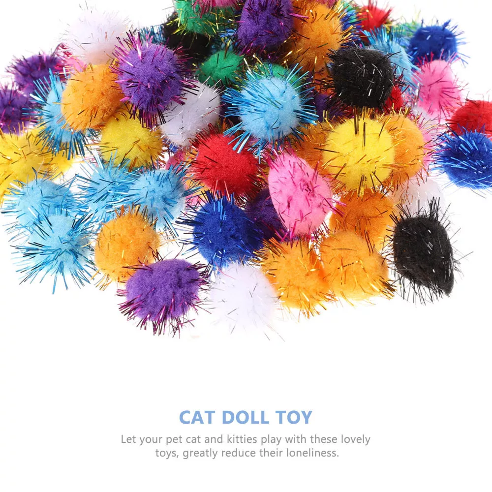 100 Pcs Pom Poms Arts Crafts Kids Fuzzy Sparkle Cat Toy Child Decorations
