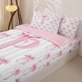 thumbnail image 3 of Homewish Kawaii Bow Zipper Full Size Comforter Sets with Fitted Sheet and 2 Pillowcases For Girls,Pink Letter I Initial Lettering Zipper Bedding Set,Pink Reversible,4-Piece, 3 of 7
