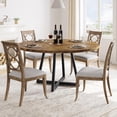 thumbnail image 2 of Studyset Round Dining Table, 47 Inch Round Dinner Table for 4, Industrial Kitchen Table with Wooden Top and Metal Base for Home Dining Room or Living Room【Only Table】, 2 of 7