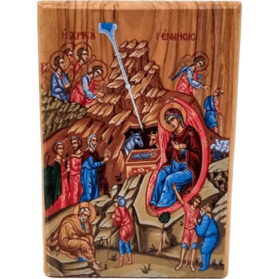 Nativity Scene Olive Wood Color Icon