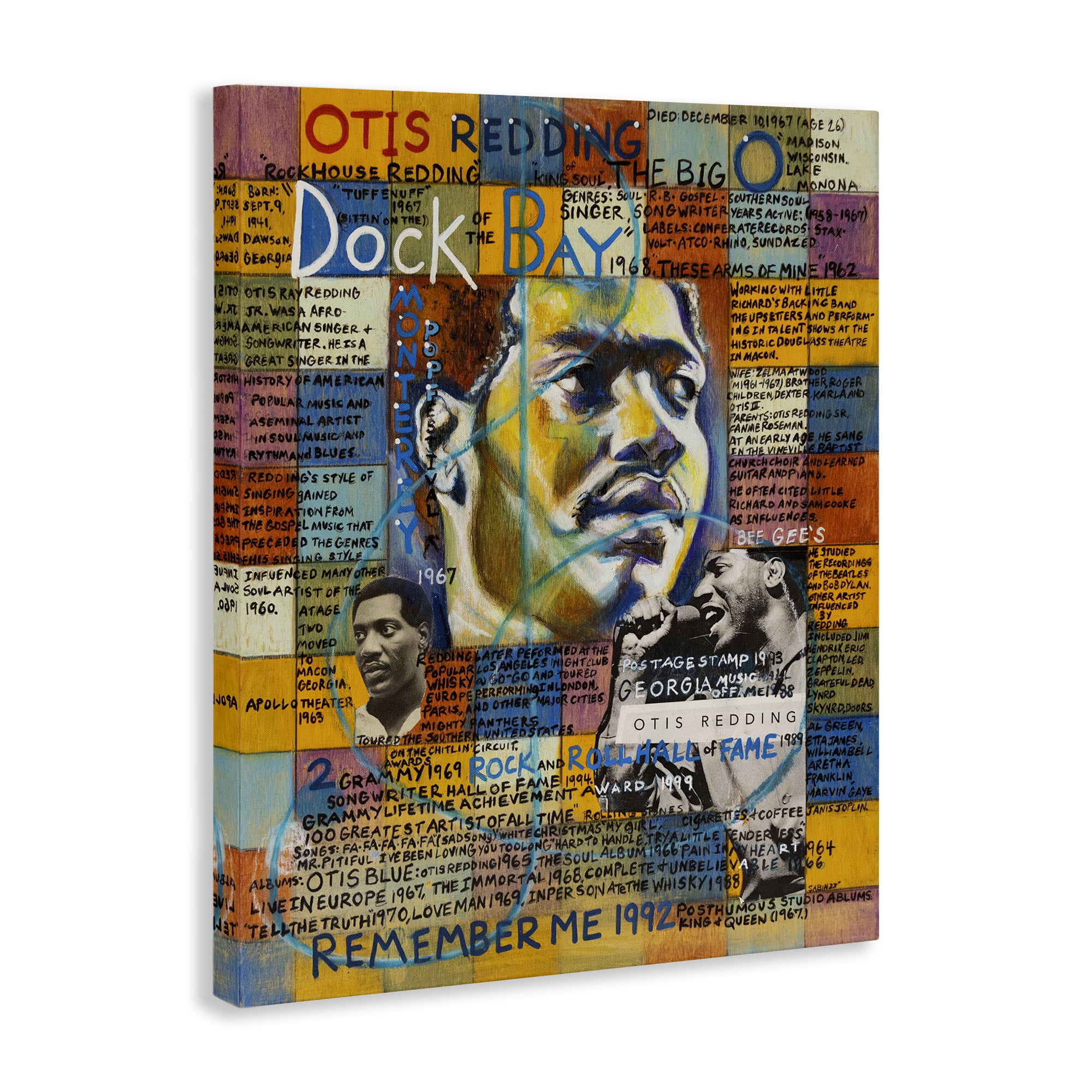 Stupell Industries Otis Redding Collage People Drawing Wrapped Canvas Art Print Wall Art, 30 x 40