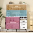 thumbnail image 6 of RichYa 63"H Kitchen Hutch Cabinet with Glass Door,Pantry Storage Cabinet with Wine Rack,Modern Sideboard Buffet Cabinet for Living Room,Dining Room,Black, 6 of 9