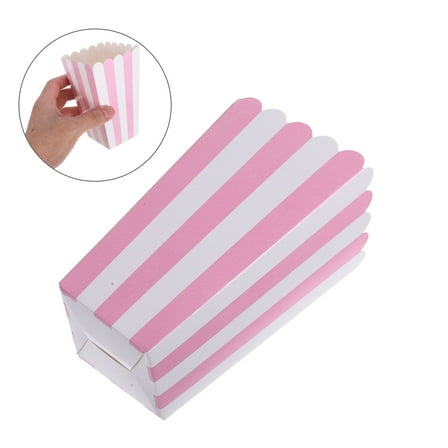 OUNONA 24pcs Small Pink Striped Popcorn Holders Movie Theater Snack Boxes Suitable For Birthday Party Snack Decorations And Picnic Treats