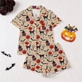 thumbnail image 2 of Tisuna Halloween Pajamas Set For Womens Graphic Print Short Sleeve Button Down Tops And Shorts Sleepwear Pjs Sets Trendy 2 Pieces Housewear S-XXL, 2 of 9
