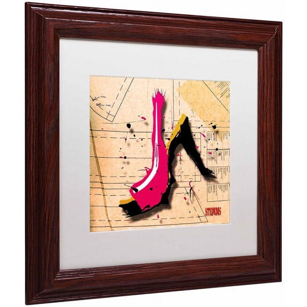 Trademark Fine Art "Suede Heel Pink" Canvas Art by Roderick Stevens, White Matte, Wood Frame