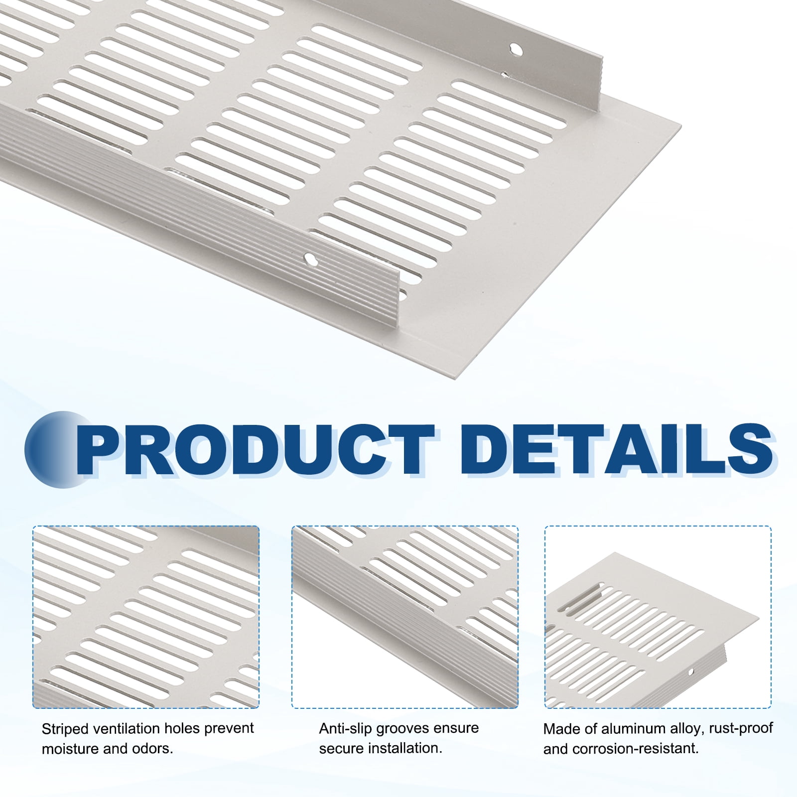 Uxcell 8 x 4 Inch Door Air Vent Cover, 5 Set Heavy Duty Aluminum Grille Ventilation Cover Louvered with 20 Mounting Screws for Cabinet Wardrobe, Grey