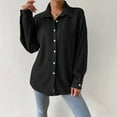 thumbnail image 2 of FAIWAD Womens Long Sleeve Lapel Shirts V Neck Button Down Casual Plus Size Solid Color Trensy Shirts, 2 of 7
