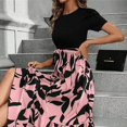 thumbnail image 6 of Summer Dresses for Women 2052 Floral Print Wrap Short Sleeve Maxi Dress Patchwork Ruffle A Line Dress, 6 of 6