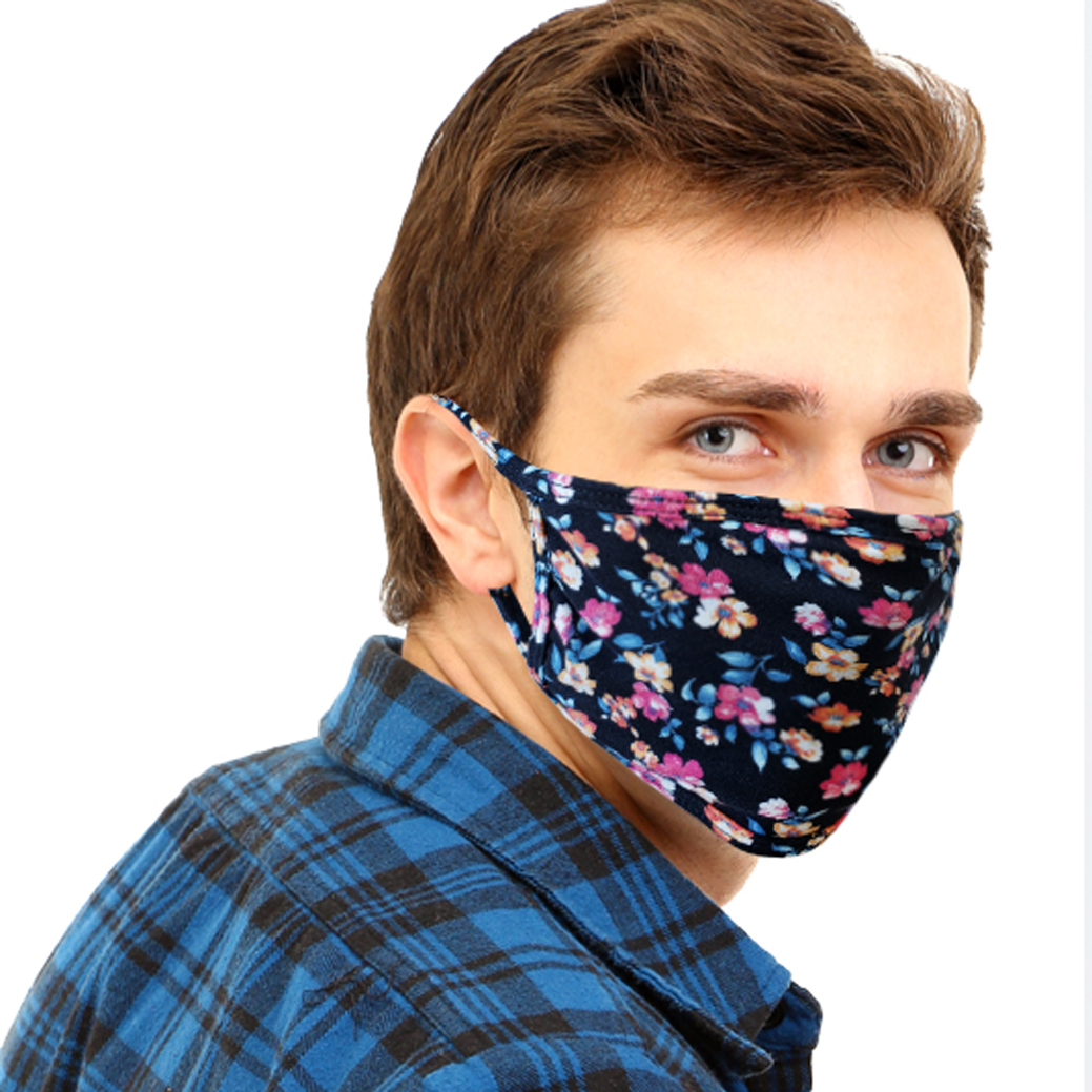 PRO MC 2Pcs Floral Print Unisex Face Mask Comfy Washable Made In USA