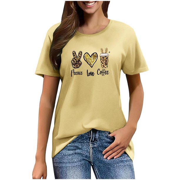 Mujeres Manga Corta de Verano Tops Pascua Impresa Cuello Redondo, Blusa de Moda Casual para la Primavera