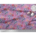 thumbnail image 2 of Soimoi Purple Polyester Crepe Fabric Insect,Floral & Bluebird Bird Printed Fabric 1 Yard 52 Inch Wide, 2 of 3