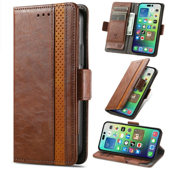 for Samsung Galaxy S24FE Leather Phone Case Wallet Folio Flip Cover Casual Business, [RFID Blocking] Multi Hidden Anti-theft Card Holder Cash Slot, Side Magnetic Buckle, Stand Support