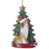 KA Shetland Sheepdog with Christmas Tree Ornament
