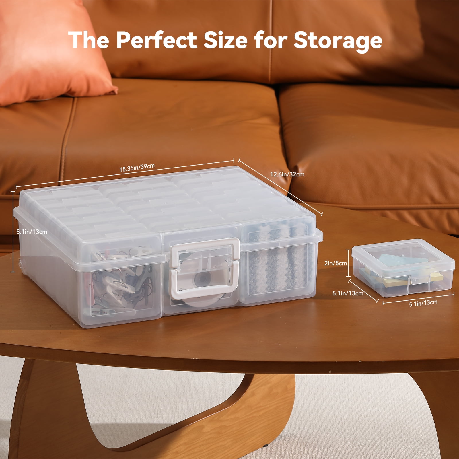 Novelinks Stackable Plastic Storage Box 18 Inner Clear Hobby Art Craft Organizer Rectangle Containers for Pencil Crayon Beads Jewelry, Small