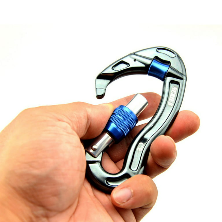 6 Pcs Black Aluminum Alloy Carabiner Grab Hook Clip Holder